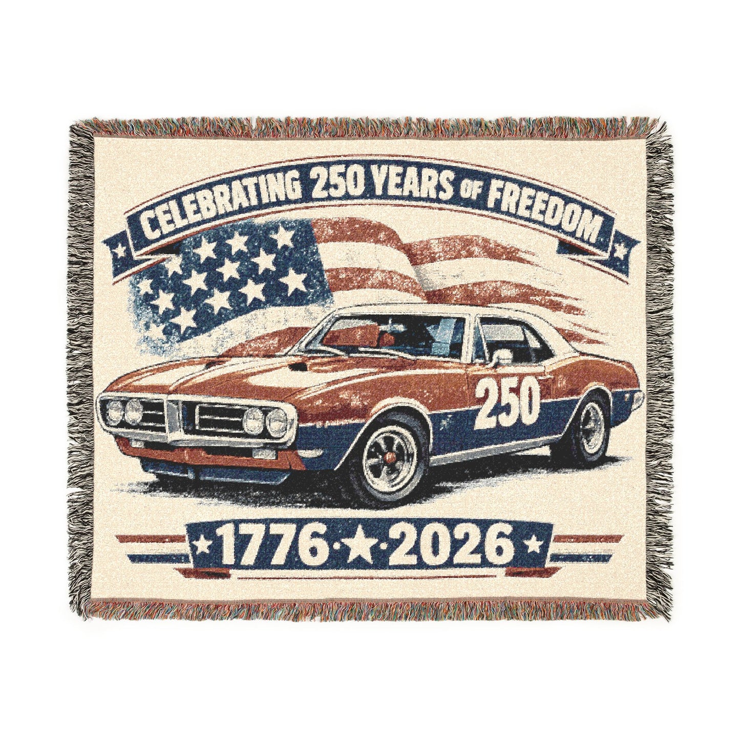 Classic Firebird Woven Throw Americana Patriotic Blanket | Automotive Home Decor | Collector Gift | Fathers Day Gift | Car Lover Gift
