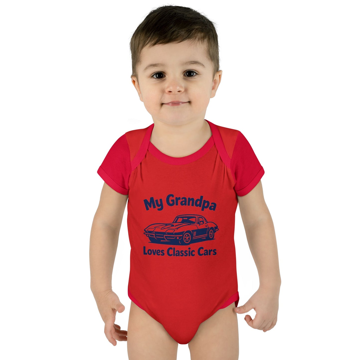 Funny Car Baby Onesie | Classic Car | Grandpa Car Lover Gift | 1967 Chevrolet Corvette | Grandpa Likes Cars