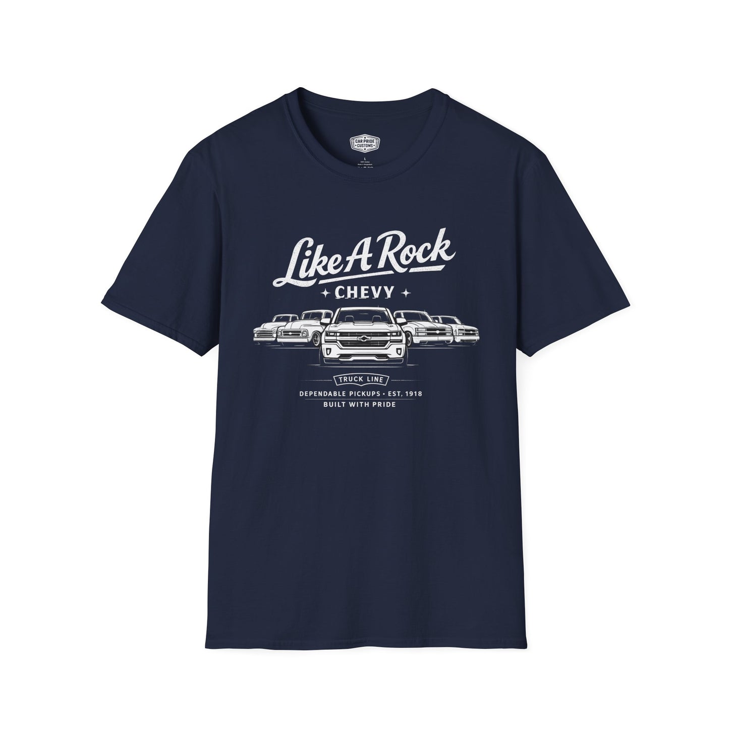 Chevy Truck Line Evolution T-Shirt | Like A Rock Chevy Pickup Graphic Tee | Classic Chevrolet Shirt
