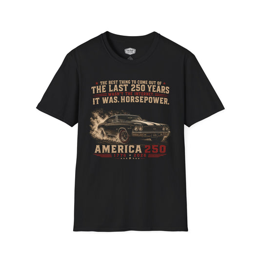 America 250 Chevelle Shirt | Horsepower Over Internet T-Shirt | Patriotic Chevy Muscle Car Tee | USA 250th Anniversary Gift | Classic Car Lover Shirt