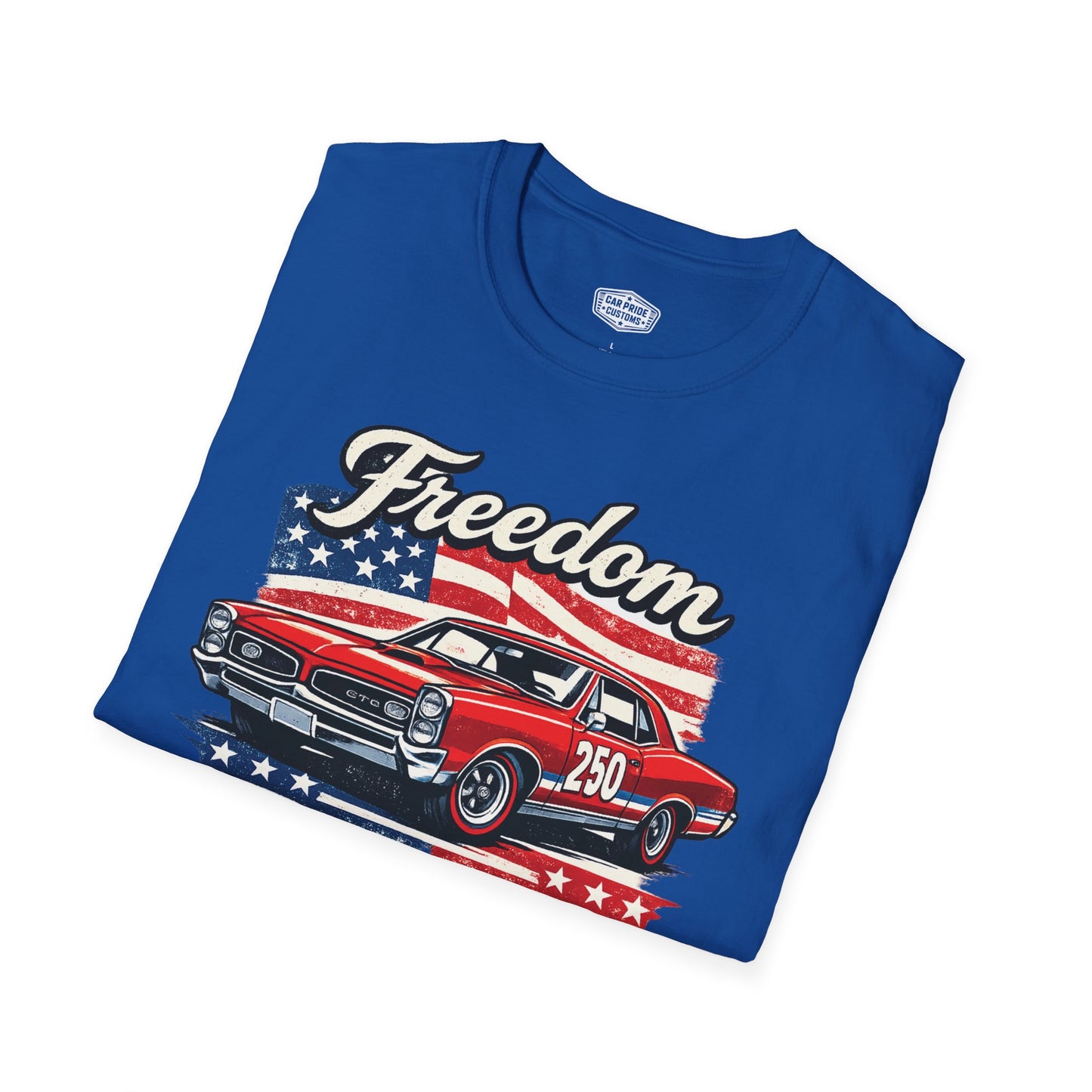 Freedom GTO 250 Patriotic American Muscle Car T-Shirt | Fathers Day Gift | Car Enthusiast Tee