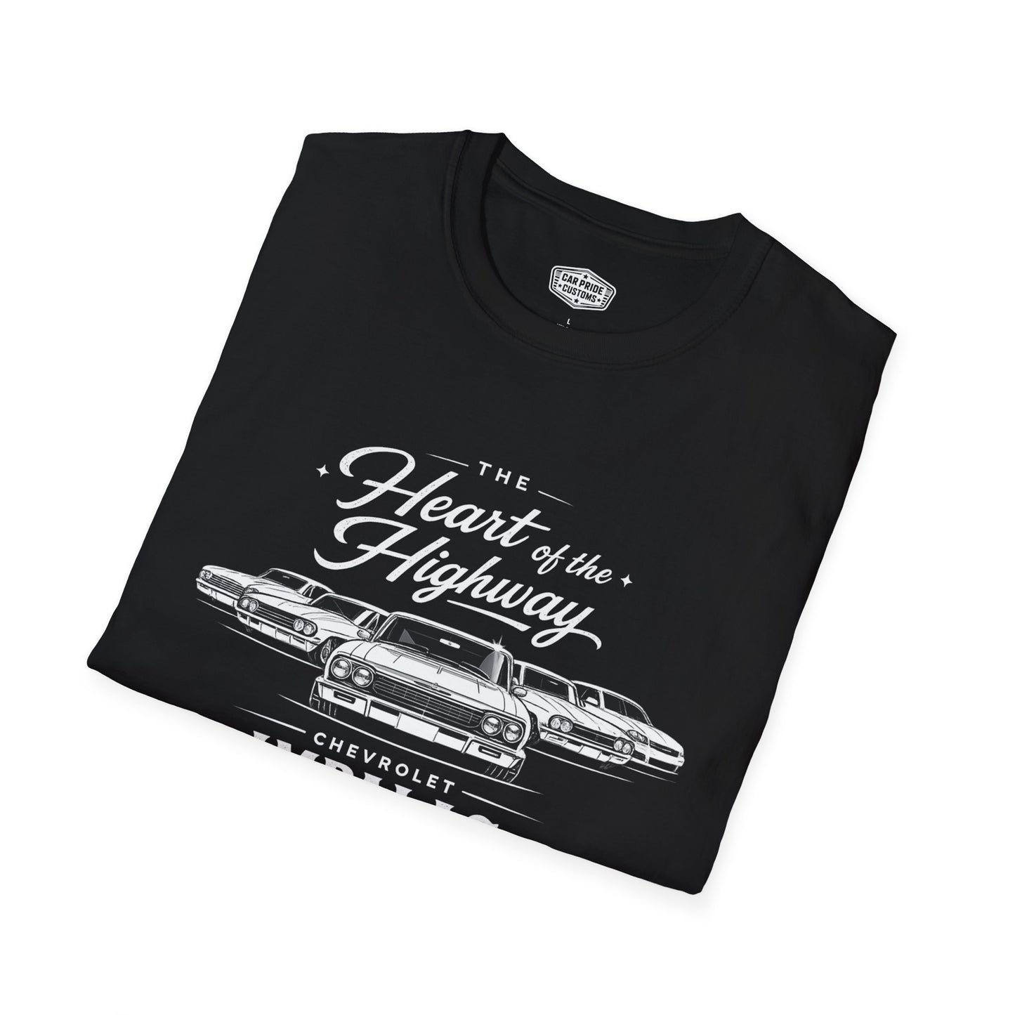 Chevy Impala Evolution T-Shirt | Heart of the Highway Chevrolet Graphic Tee | Classic Impala Muscle Car Shirt