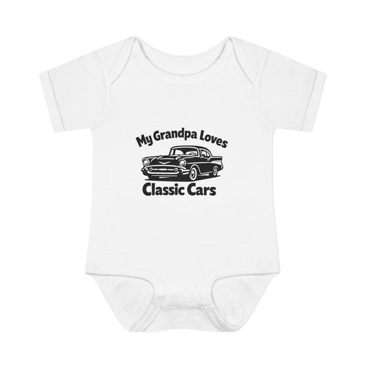 Funny Car Baby Onesie | Classic Car | Grandpa Car Lover Gift | 1957 Chevrolet Bel Air | Grandpa Likes Cars