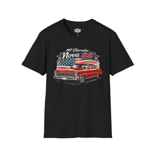 1967 Chevrolet Nova SS T-Shirt Red | Classic Car Gift for Dad | Flag Pride | Vintage | Classic | Premium Soft
