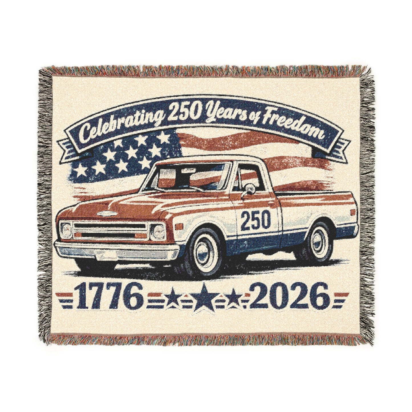 Chevy C10 Pickup SS Woven Throw Americana Patriotic Blanket | Automotive Home Decor | Collector Gift | Fathers Day Gift | Car Lover Gift