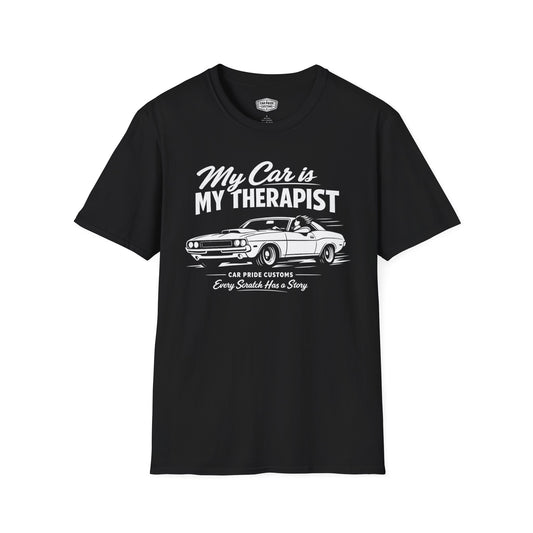 My Car is My Therapist | 1970 Dodge Challenger T-Shirt | Funny Mopar Muscle Car Graphic Tee | Classic Challenger Shirt