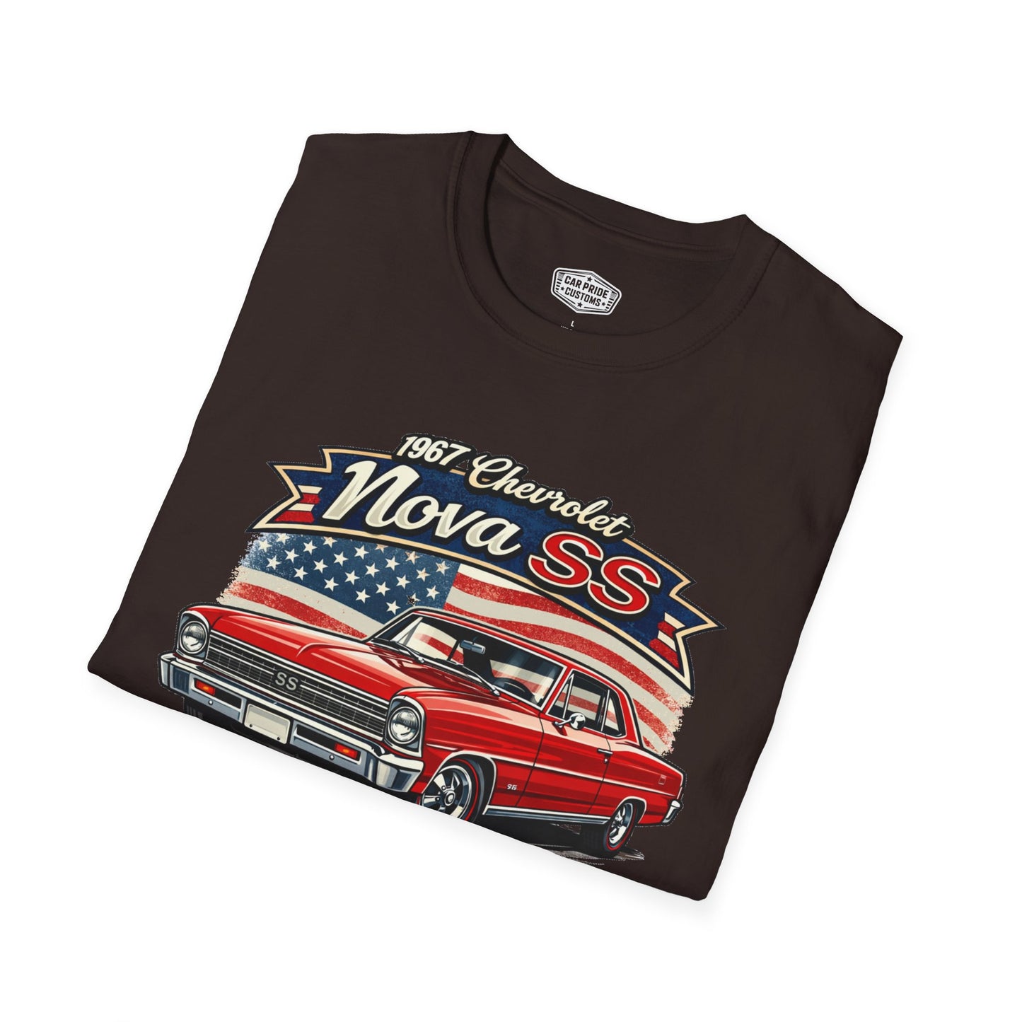 1967 Chevrolet Nova SS T-Shirt Red | Classic Car Gift for Dad | Flag Pride | Vintage | Classic | Premium Soft