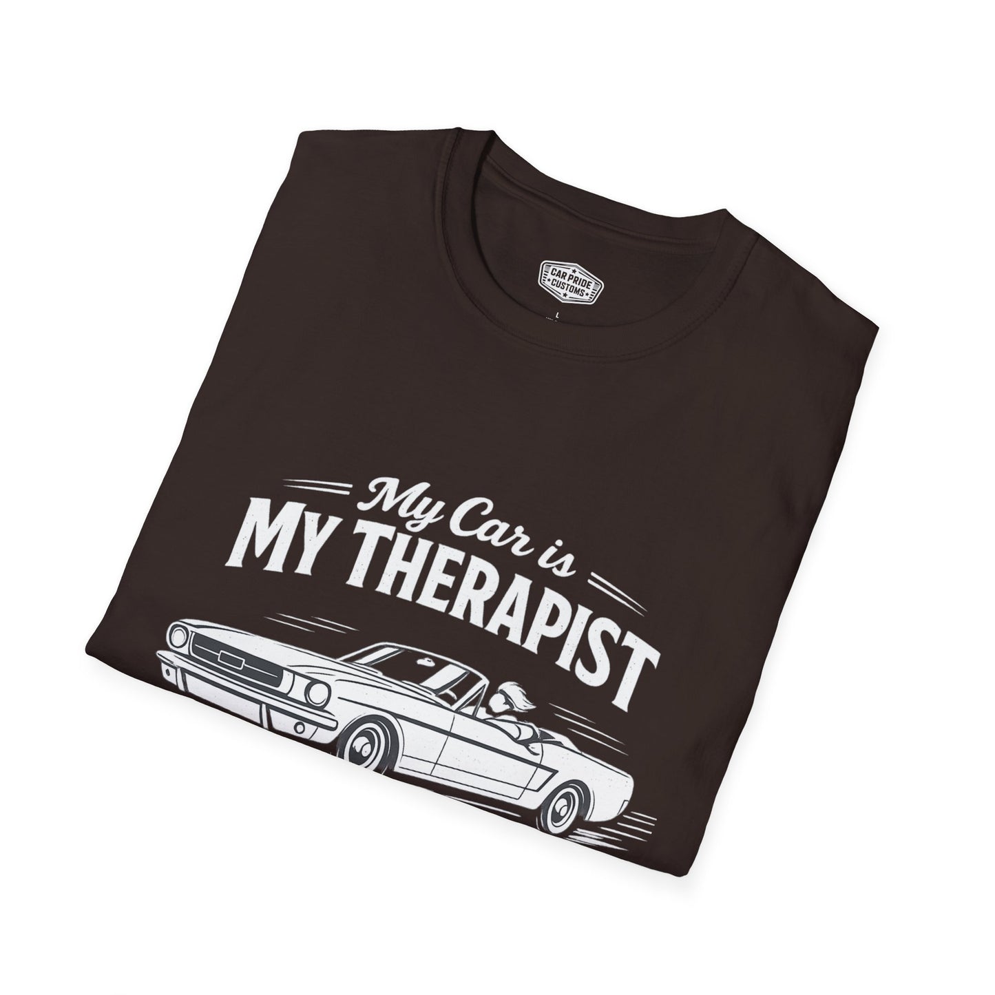 My Car is My Therapist | 1966 Ford Mustang Convertible T-Shirt | Funny Pony Car Graphic Tee | Classic Mustang Shirt