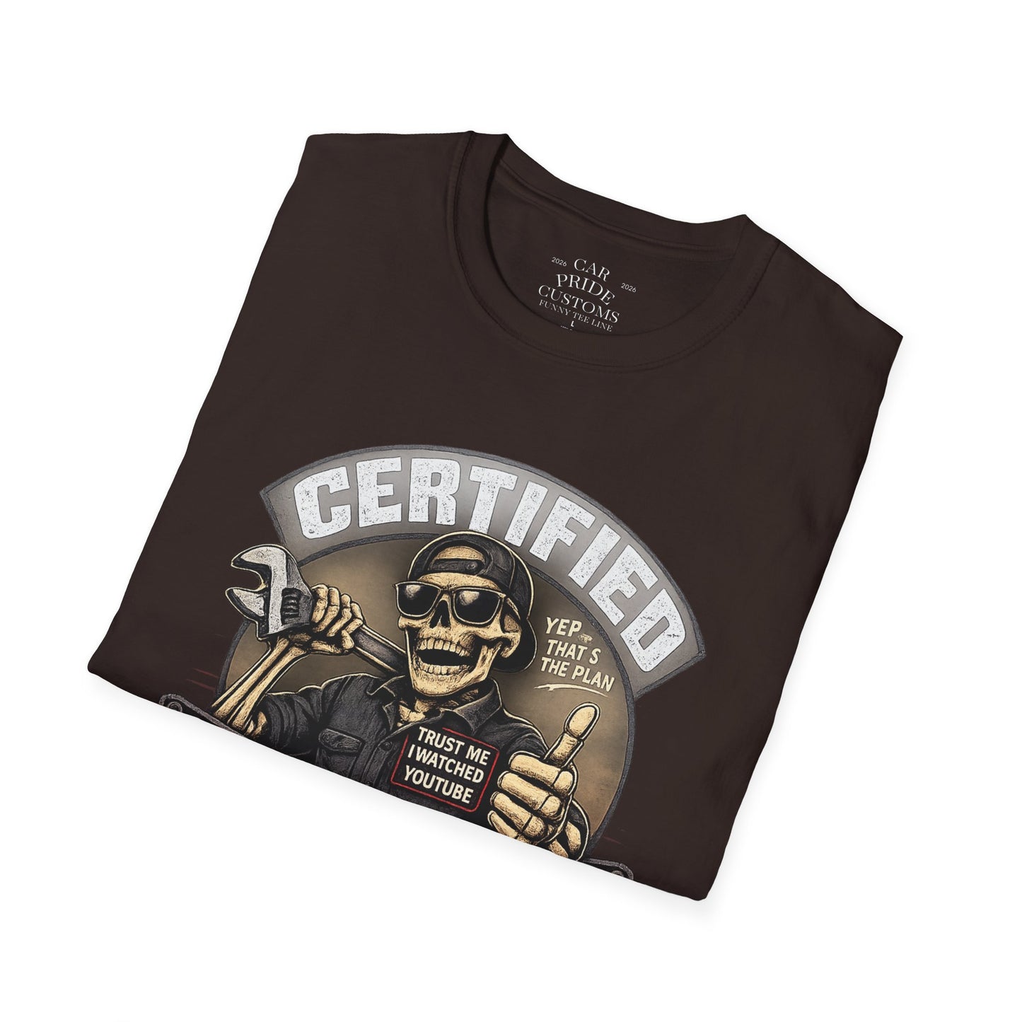 Certified Mechanic Skull T-Shirt | Funny Car Lover T-Shirt | Fathers Day Gift for Dad | Hot Rod | Car Lover Gift