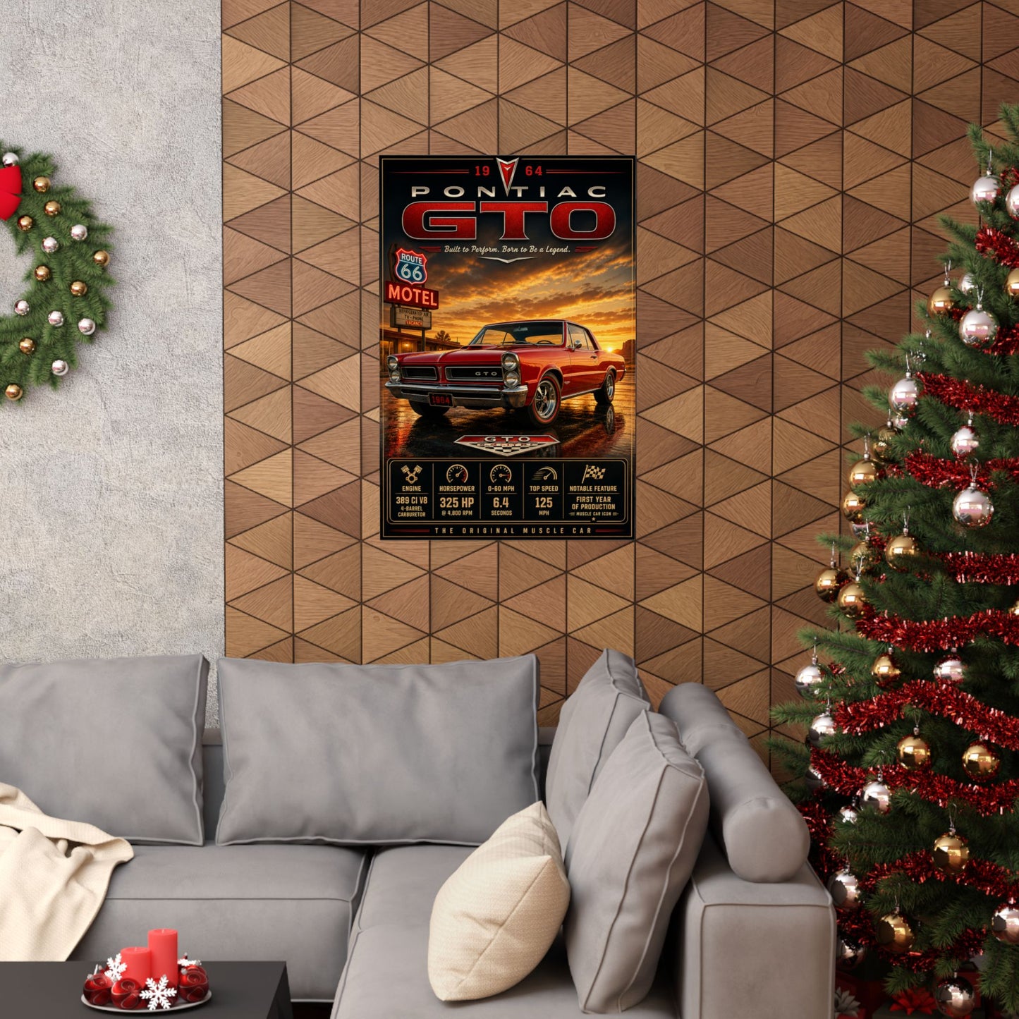 1964 Pontiac GTO Poster | Original Muscle Car Wall Art | Classic GTO Print | Route 66 Car Poster | Car Enthusiast Gift
