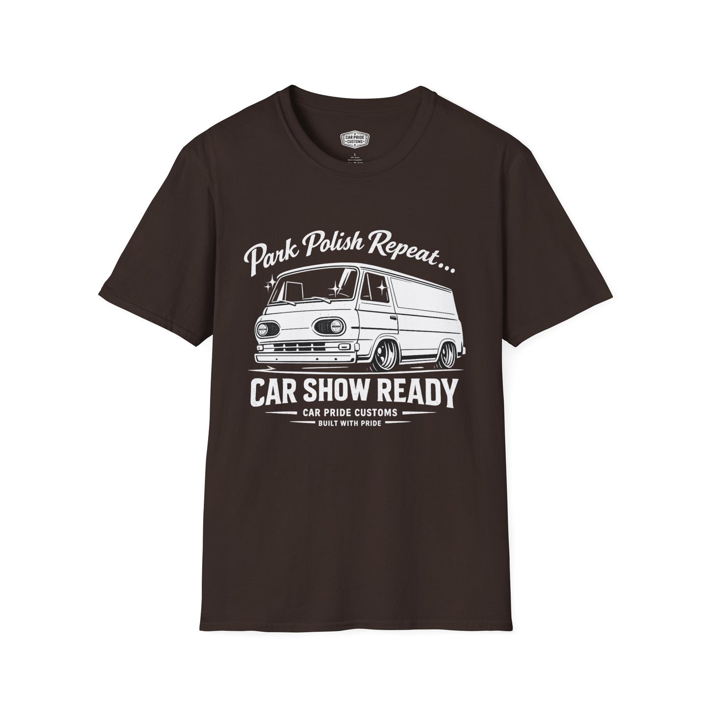 Park Polish Repeat | 1966 Ford Van T-Shirt | Funny Classic Van Show Graphic Tee | Ford Econoline Shirt