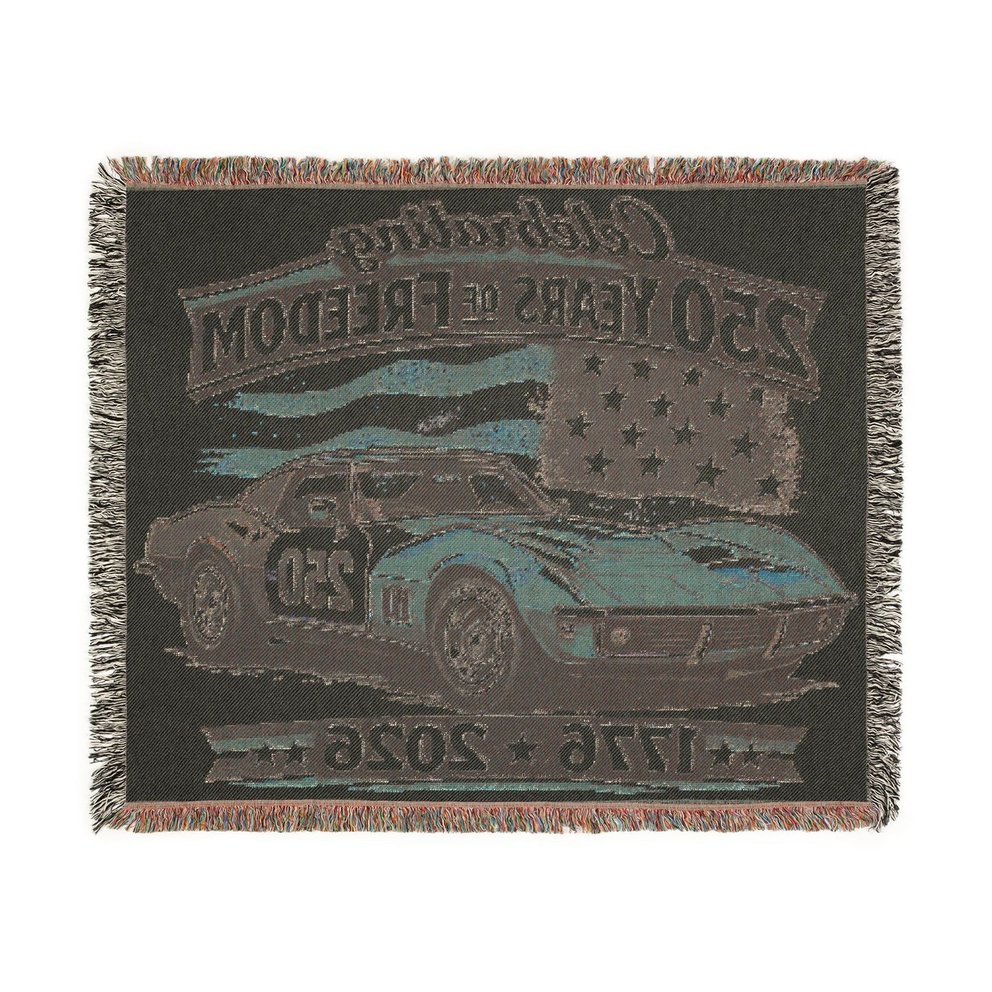 Corvette Woven Throw Americana Patriotic Blanket | Automotive Home Decor | Collector Gift | Fathers Day Gift | Car Lover Gift