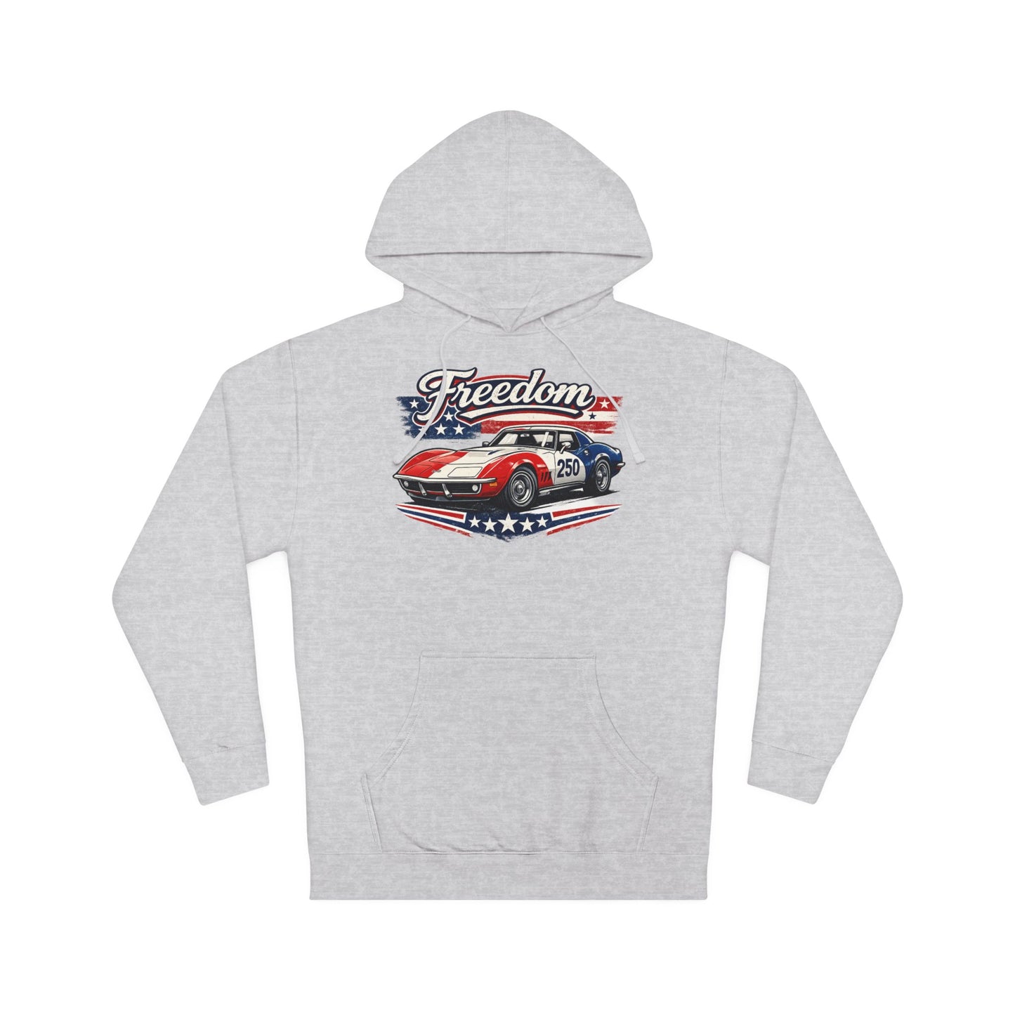Freedom Corvette 250 Patriotic American Muscle Car Hoodie| Fathers Day Gift | Car Enthusiast Hoodie