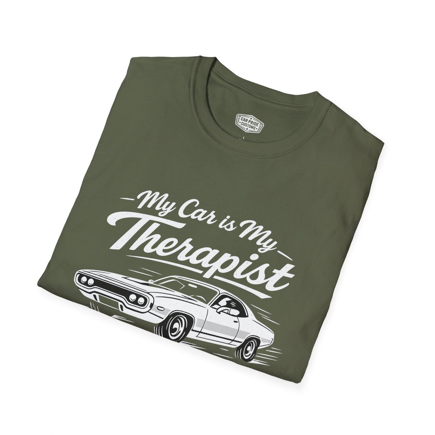 My Car is My Therapist | 1971 Plymouth Road Runner T-Shirt | Funny Muscle Car Graphic Tee | Classic Mopar Shirt