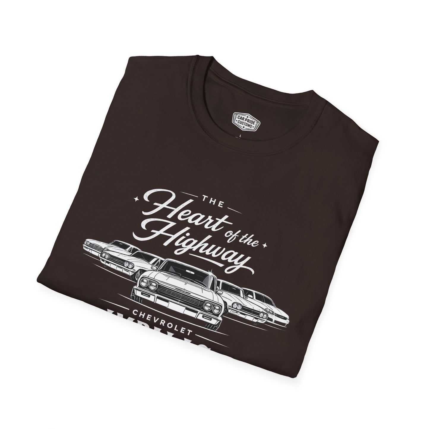 Chevy Impala Evolution T-Shirt | Heart of the Highway Chevrolet Graphic Tee | Classic Impala Muscle Car Shirt