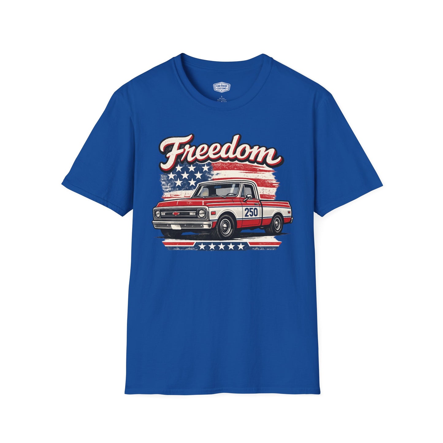 Freedom Chevy C10 Pickup 250 Patriotic American Muscle Car T-Shirt | Fathers Day Gift | Car Enthusiast Tee