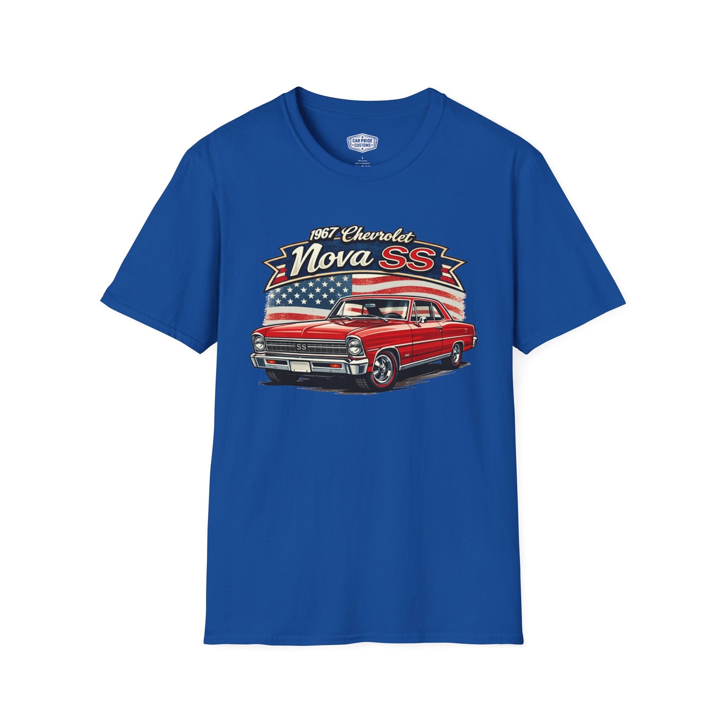 1967 Chevrolet Nova SS T-Shirt Red | Classic Car Gift for Dad | Flag Pride | Vintage | Classic | Premium Soft