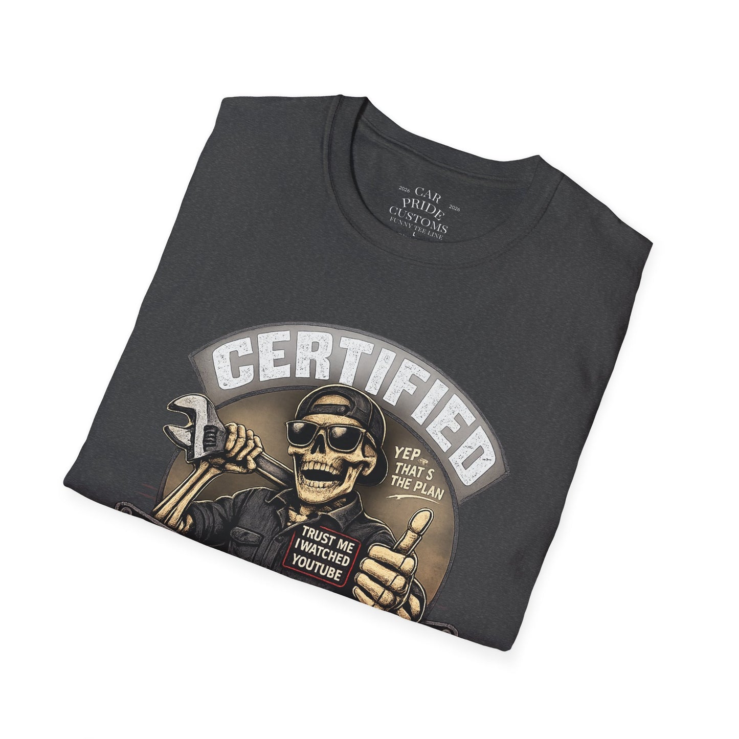 Certified Mechanic Skull T-Shirt | Funny Car Lover T-Shirt | Fathers Day Gift for Dad | Hot Rod | Car Lover Gift