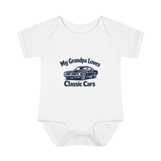 Funny Car Baby Onesie | Classic Car | Grandpa Car Lover Gift | 1968 Ford Mustang | Grandpa Likes Cars