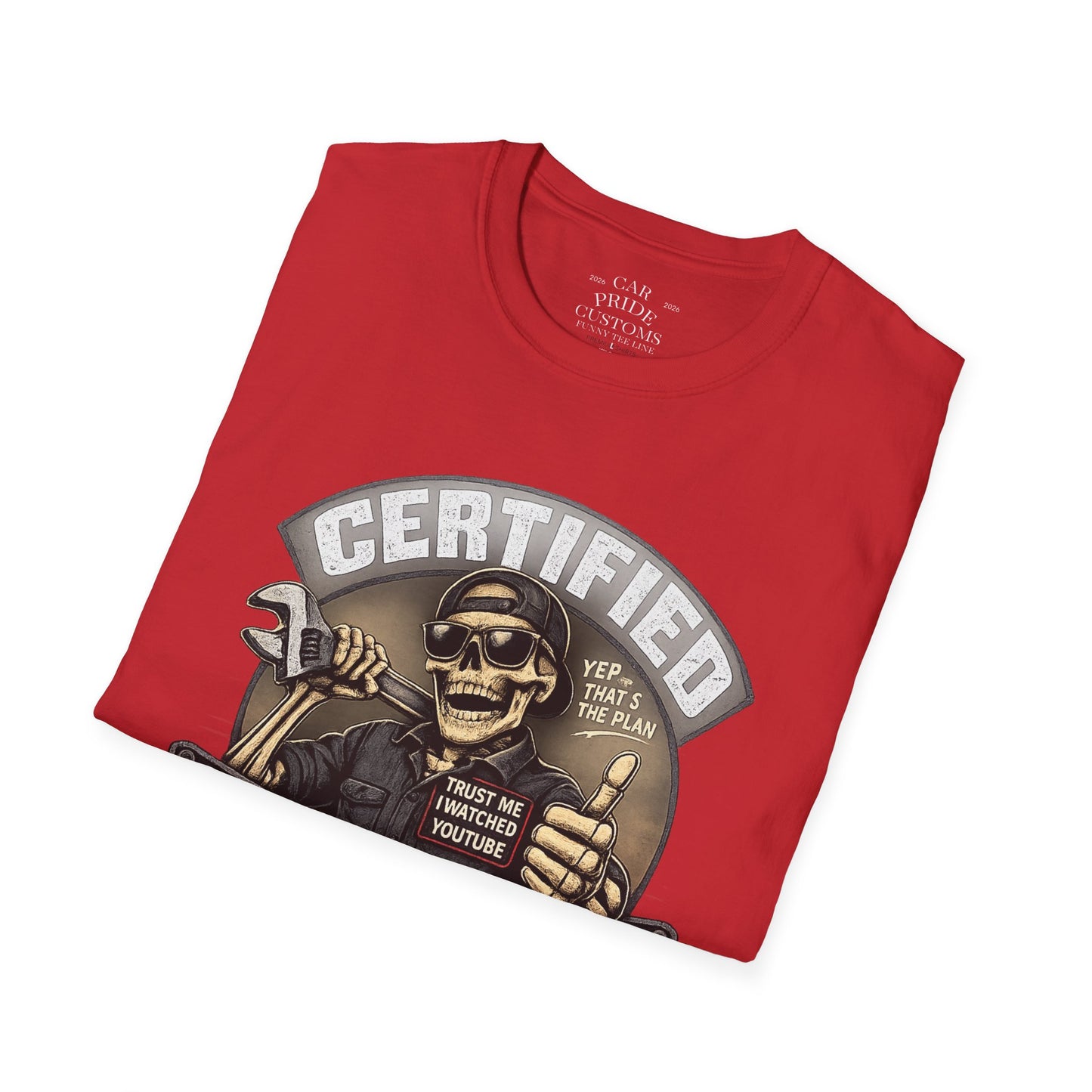 Certified Mechanic Skull T-Shirt | Funny Car Lover T-Shirt | Fathers Day Gift for Dad | Hot Rod | Car Lover Gift