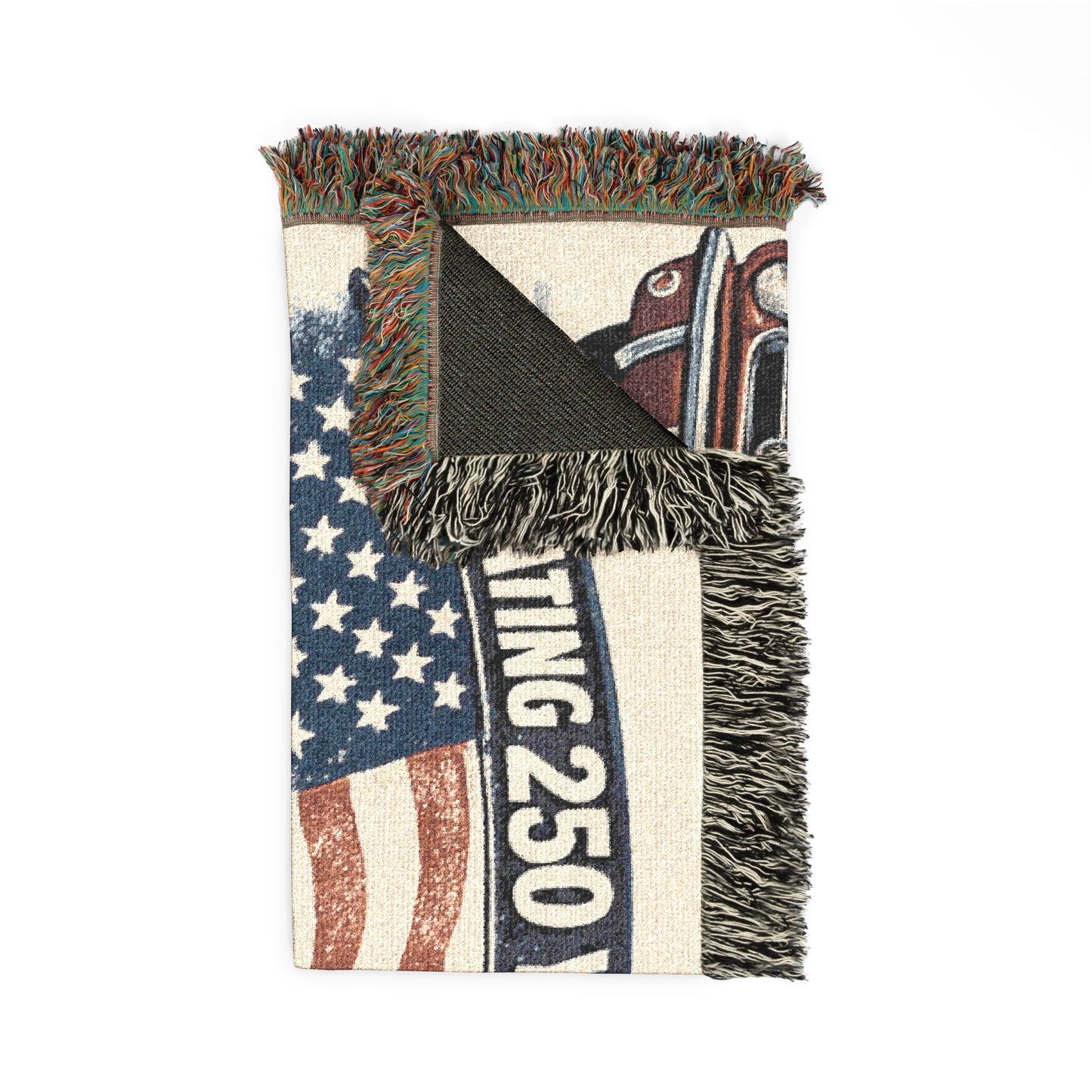 Classic Mustang Woven Throw Americana Patriotic Blanket | Automotive Home Decor | Collector Gift | Fathers Day Gift | Car Lover Gift