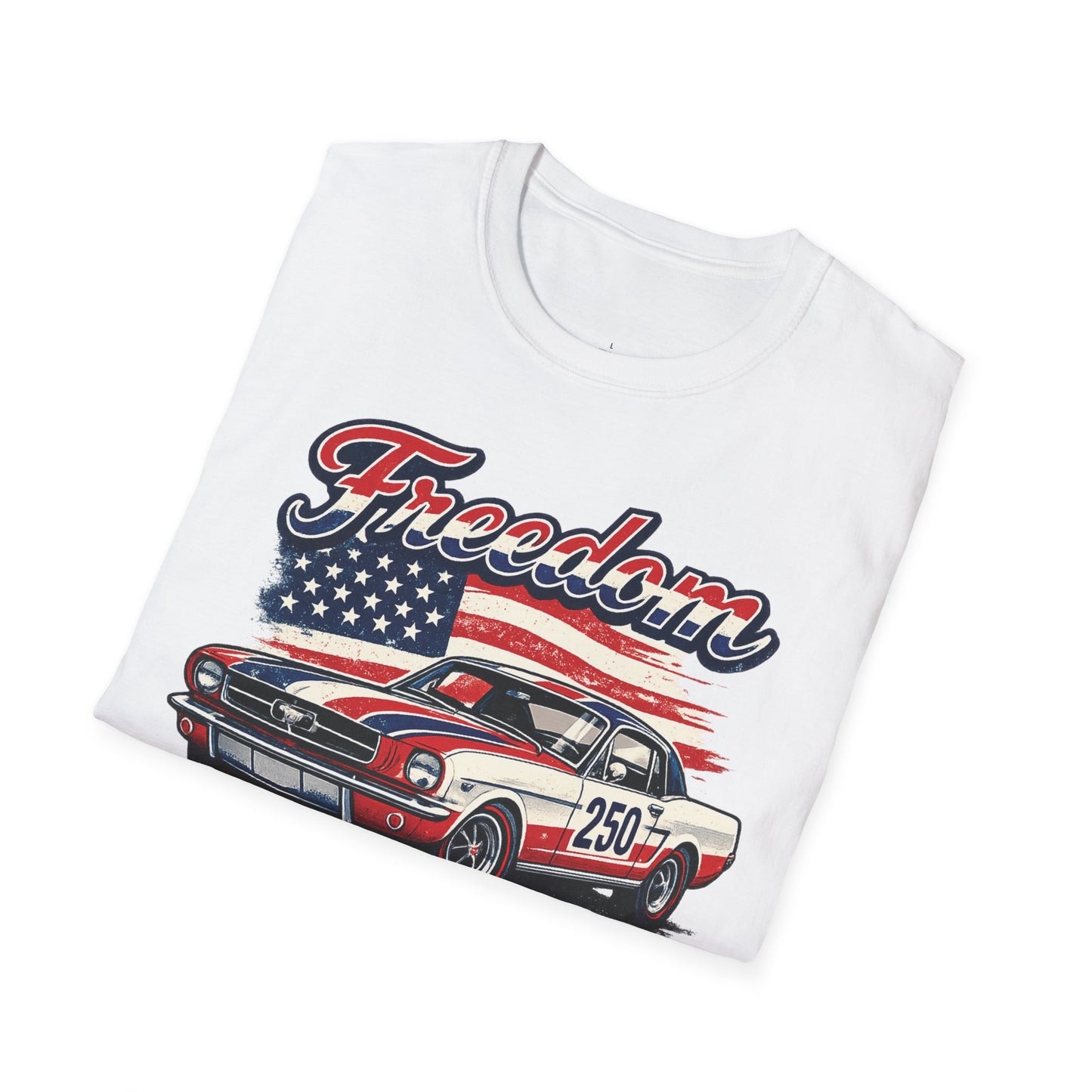 Freedom Classic Mustang 250 Patriotic American Muscle Car T-Shirt | Fathers Day Gift | Car Enthusiast Tee