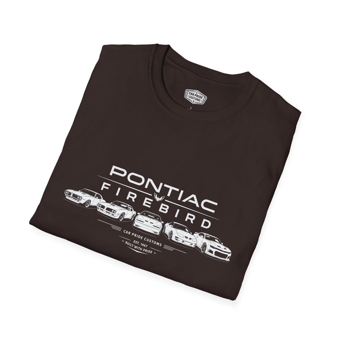 Pontiac Firebird Evolution T-Shirt | American Muscle Car Graphic Tee | Vintage Pontiac Shirt for Car Enthusiasts
