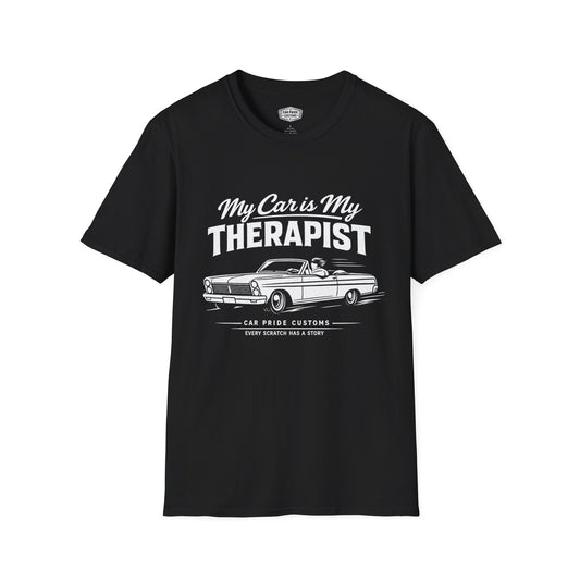 My Car is My Therapist | 1965 Ford Fairlane T-Shirt | Funny Classic Car Graphic Tee | Ford Convertible Shirt