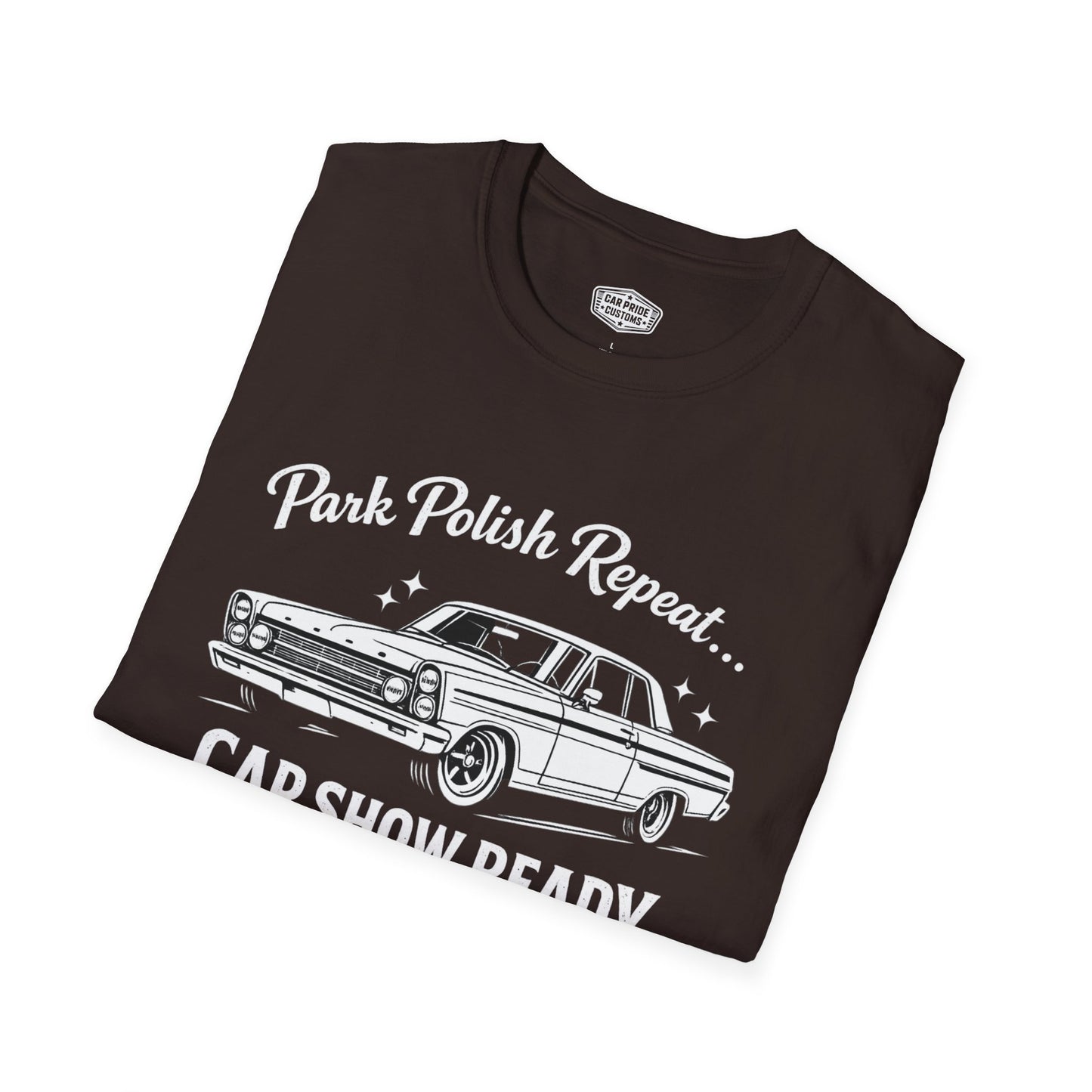 Park Polish Repeat | 1965 Ford Fairlane 500 T-Shirt | Funny Classic Ford Car Show Graphic Tee | Fairlane Shirt