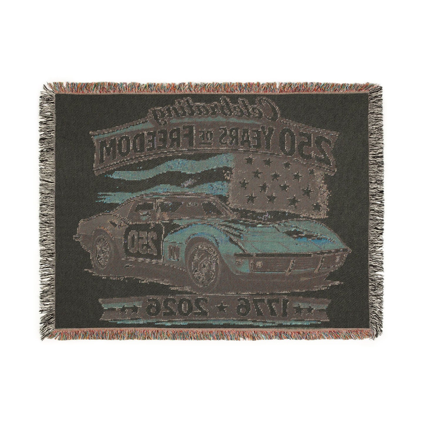 Corvette Woven Throw Americana Patriotic Blanket | Automotive Home Decor | Collector Gift | Fathers Day Gift | Car Lover Gift