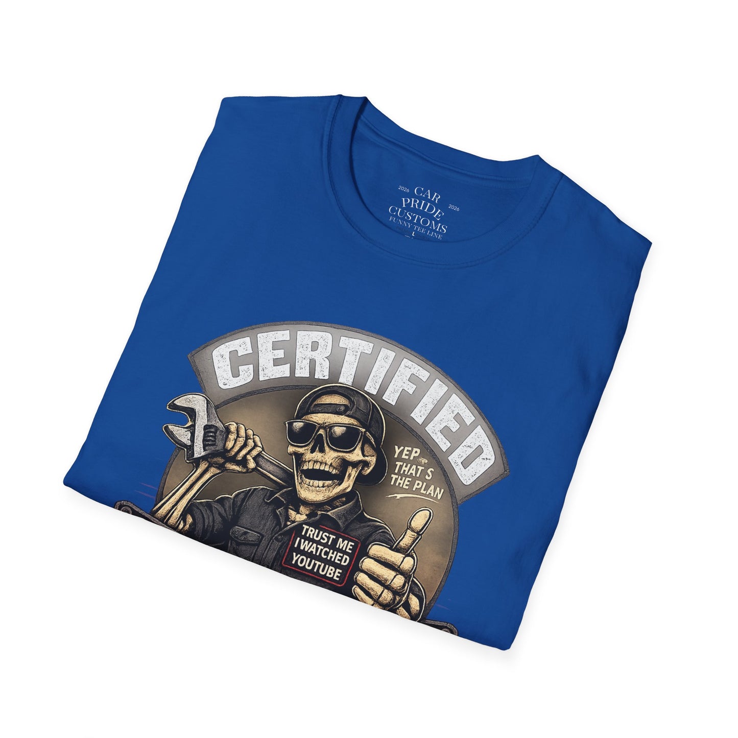Certified Mechanic Skull T-Shirt | Funny Car Lover T-Shirt | Fathers Day Gift for Dad | Hot Rod | Car Lover Gift