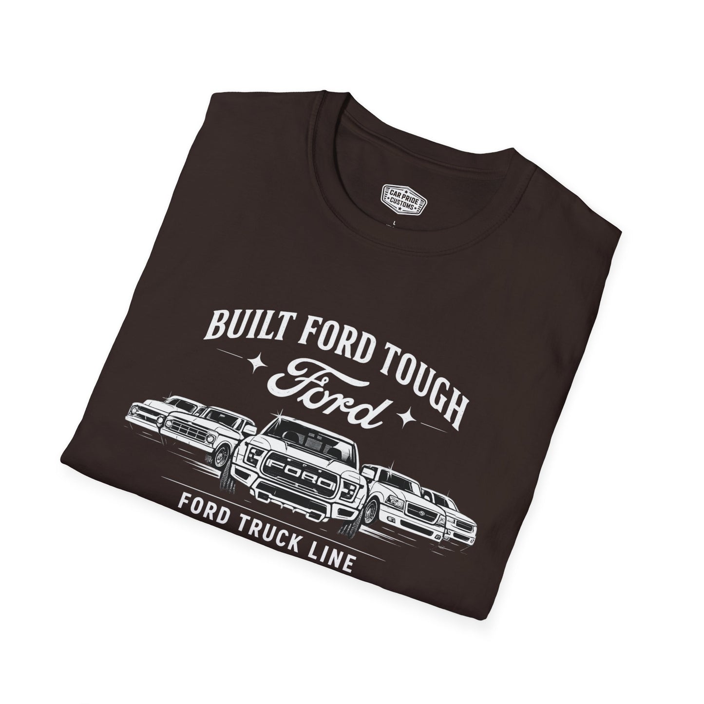 Ford Truck Line Evolution T-Shirt | Built Ford Tough Pickup Graphic Tee | Classic Ford Shirt for Truck Guys