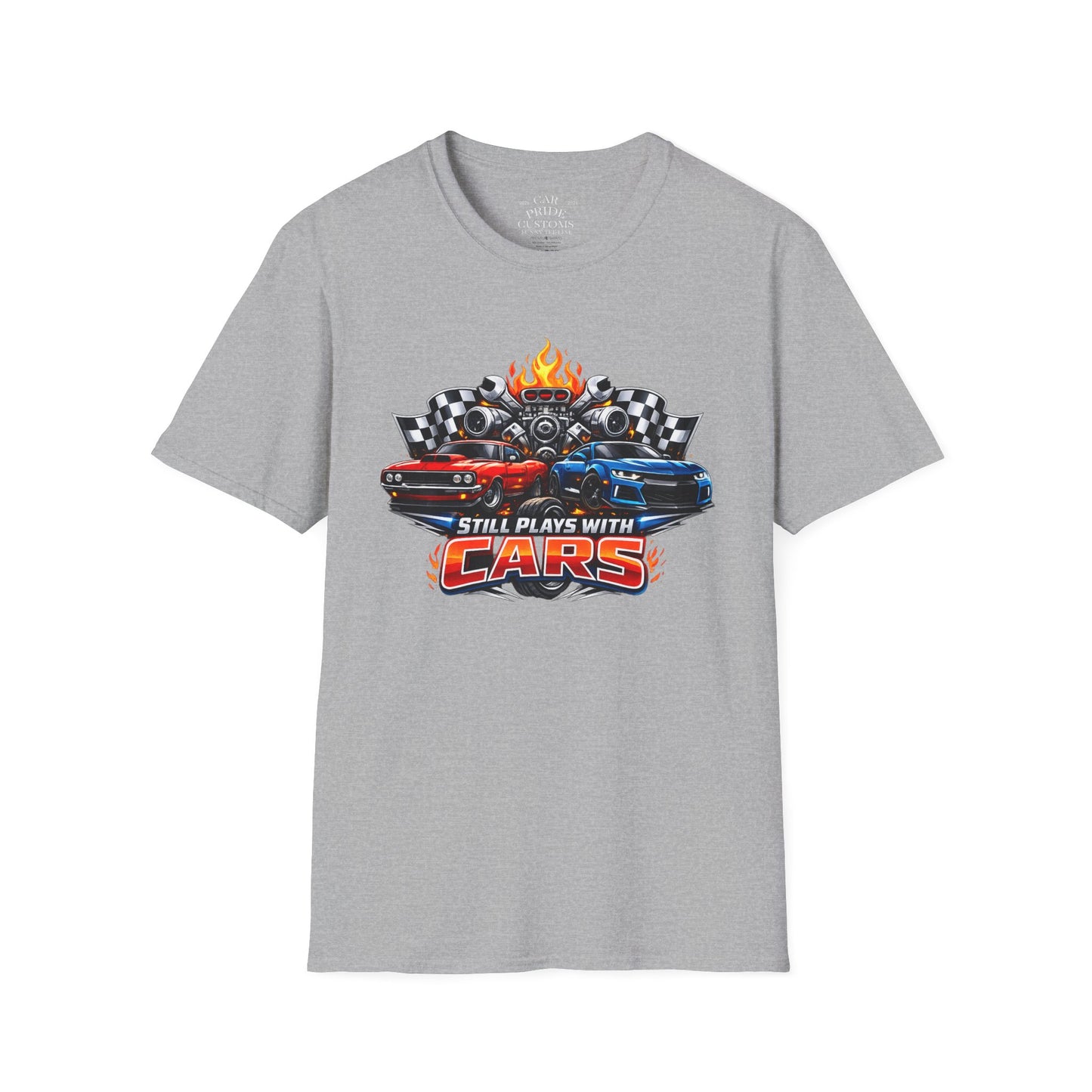 Still Plays with Cars | Funny T-Shirt | Fathers Day Gift for Dad | Muscle Car Shirt | Car Lover Gift