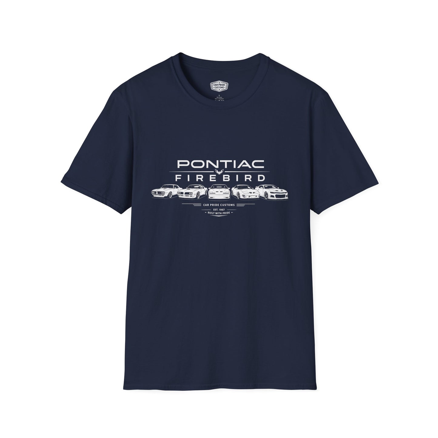 Pontiac Firebird Evolution T-Shirt | American Muscle Car Graphic Tee | Vintage Pontiac Shirt for Car Enthusiasts