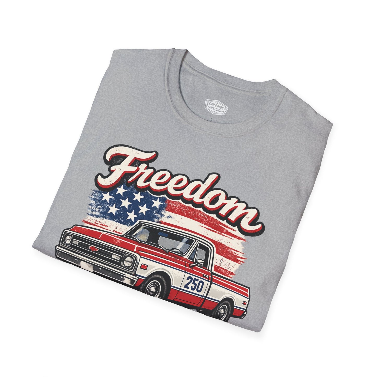 Freedom Chevy C10 Pickup 250 Patriotic American Muscle Car T-Shirt | Fathers Day Gift | Car Enthusiast Tee