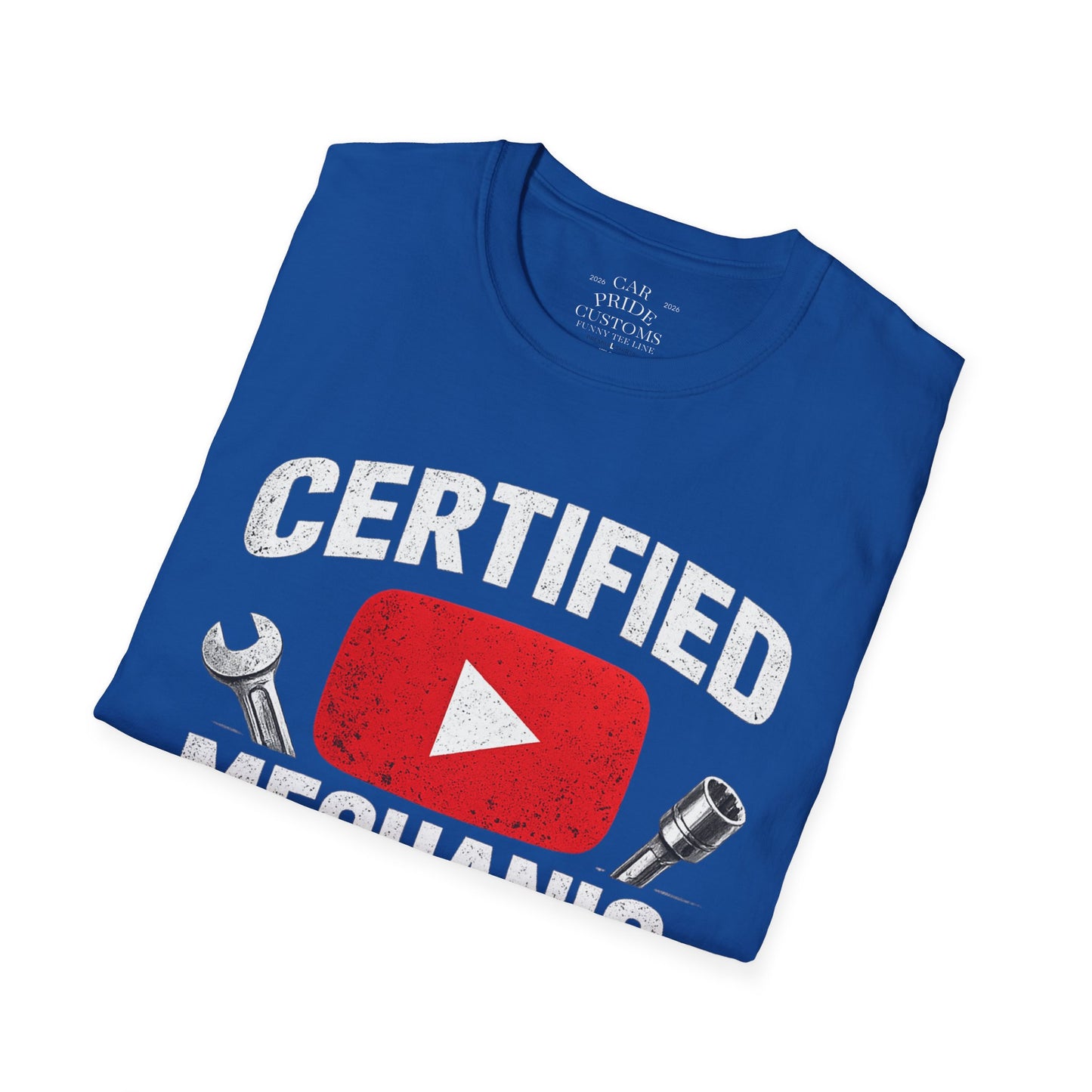 Certified Mechanic Red Logo | Funny Car Lover T-Shirt | Fathers Day Gift for Dad | YouTube | Car Lover Gift