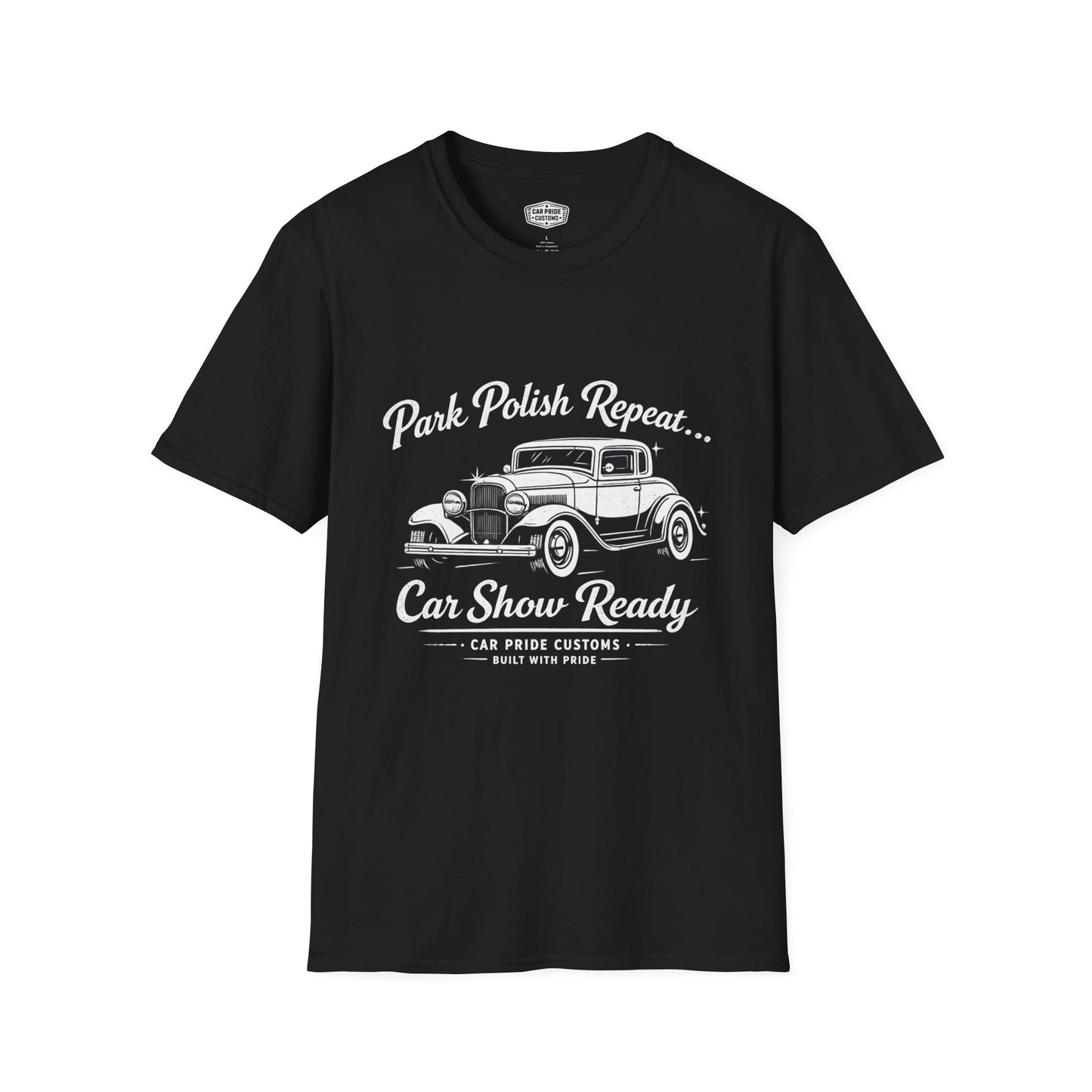 Park Polish Repeat | 1932 Ford Deluxe T-Shirt | Funny Classic Truck Show Graphic Tee | Ford Deluxe Shirt
