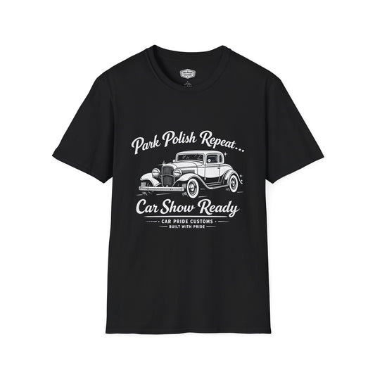 Park Polish Repeat | 1932 Ford Deluxe T-Shirt | Funny Classic Truck Show Graphic Tee | Ford Deluxe Shirt