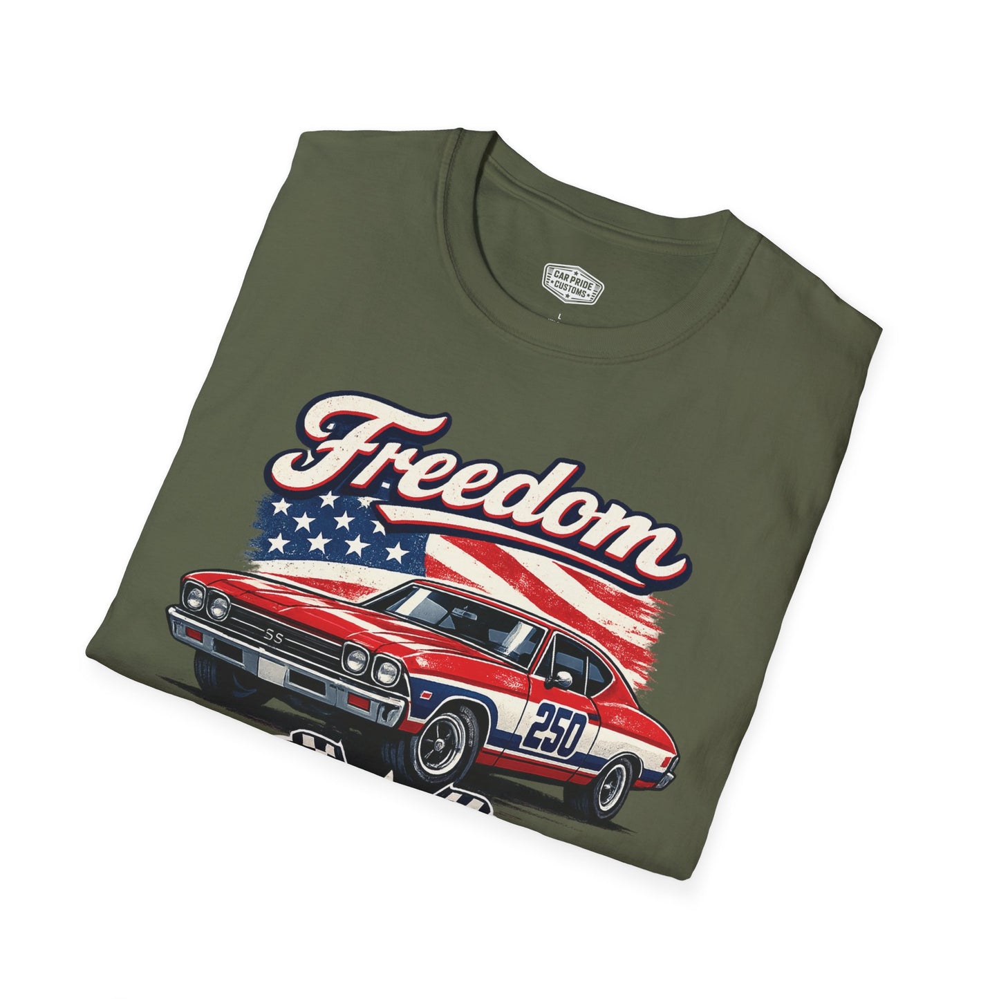 Freedom Chevelle 250 Patriotic American Muscle Car T-Shirt | Fathers Day Gift | Car Enthusiast Tee