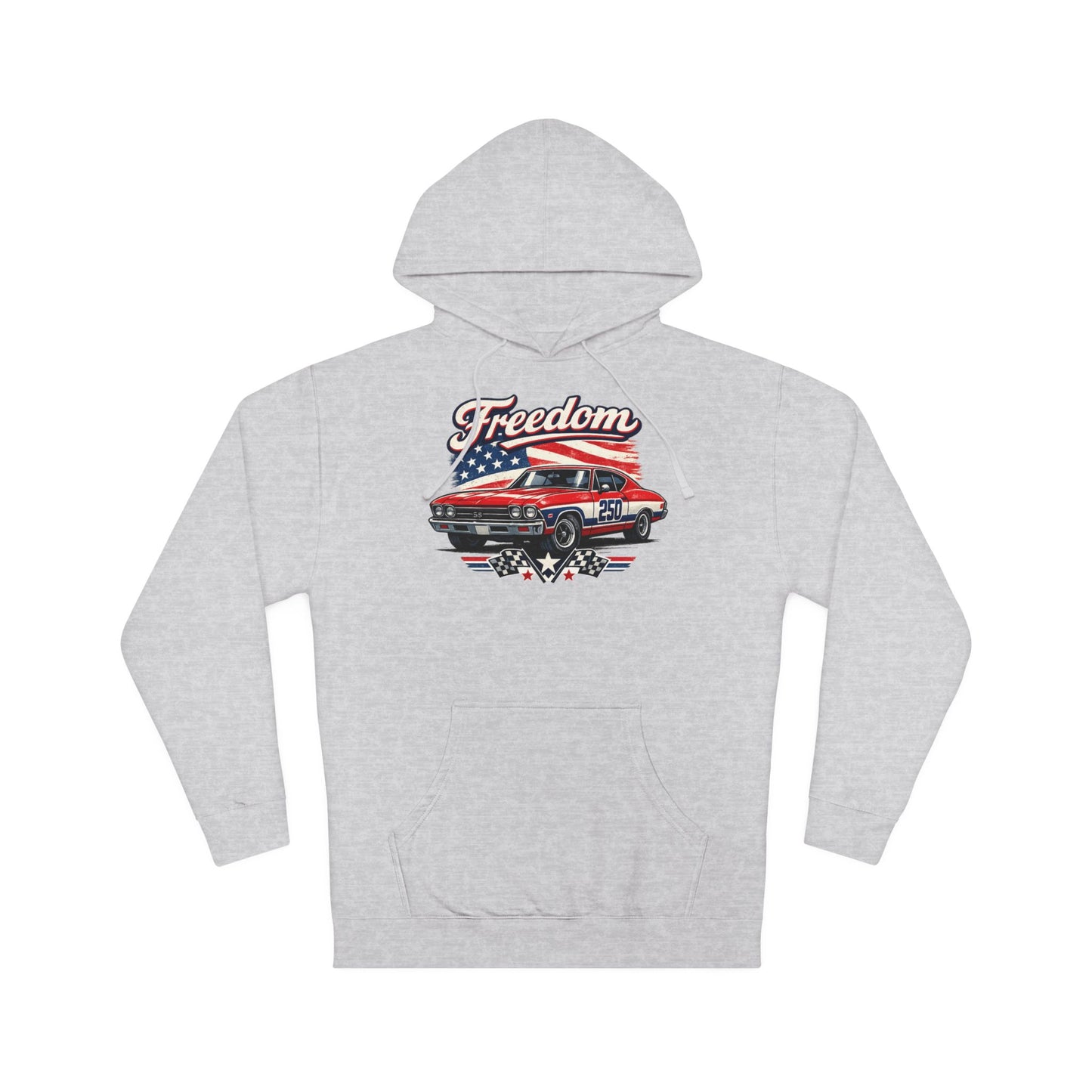 Freedom Chevelle 250 Patriotic American Muscle Car Hoodie| Fathers Day Gift | Car Enthusiast Hoodie