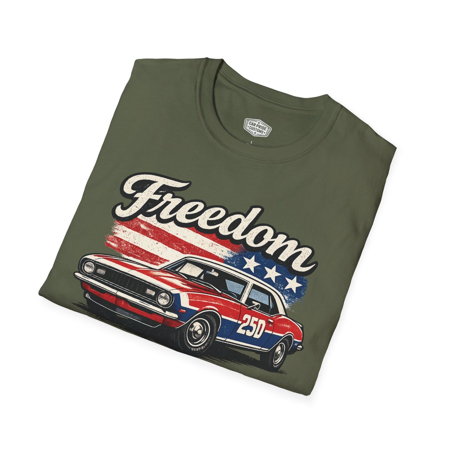 Freedom Camaro 250 Patriotic American Muscle Car T-Shirt | Fathers Day Gift | Car Enthusiast Tee