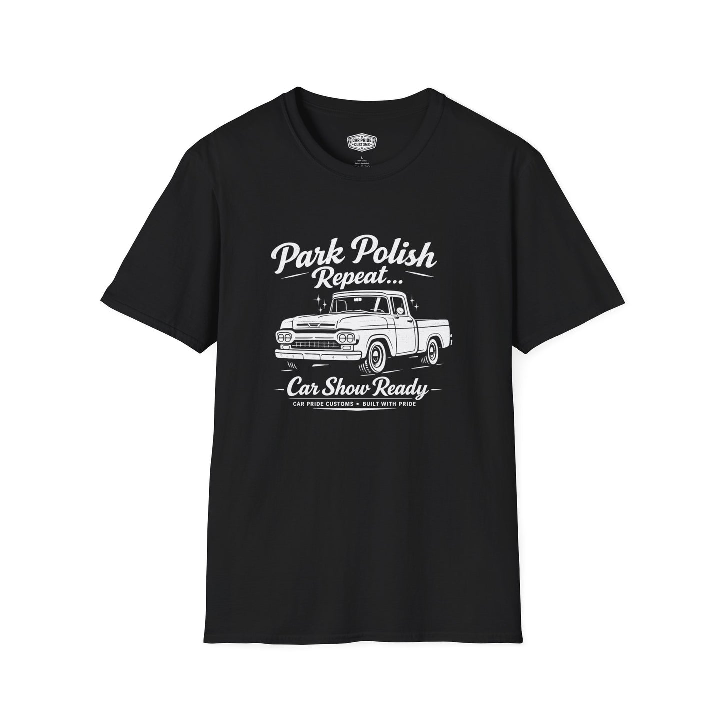 Park Polish Repeat | 1958 Ford F100 T-Shirt | Funny Classic Ford Truck Show Graphic Tee | F100 Shirt
