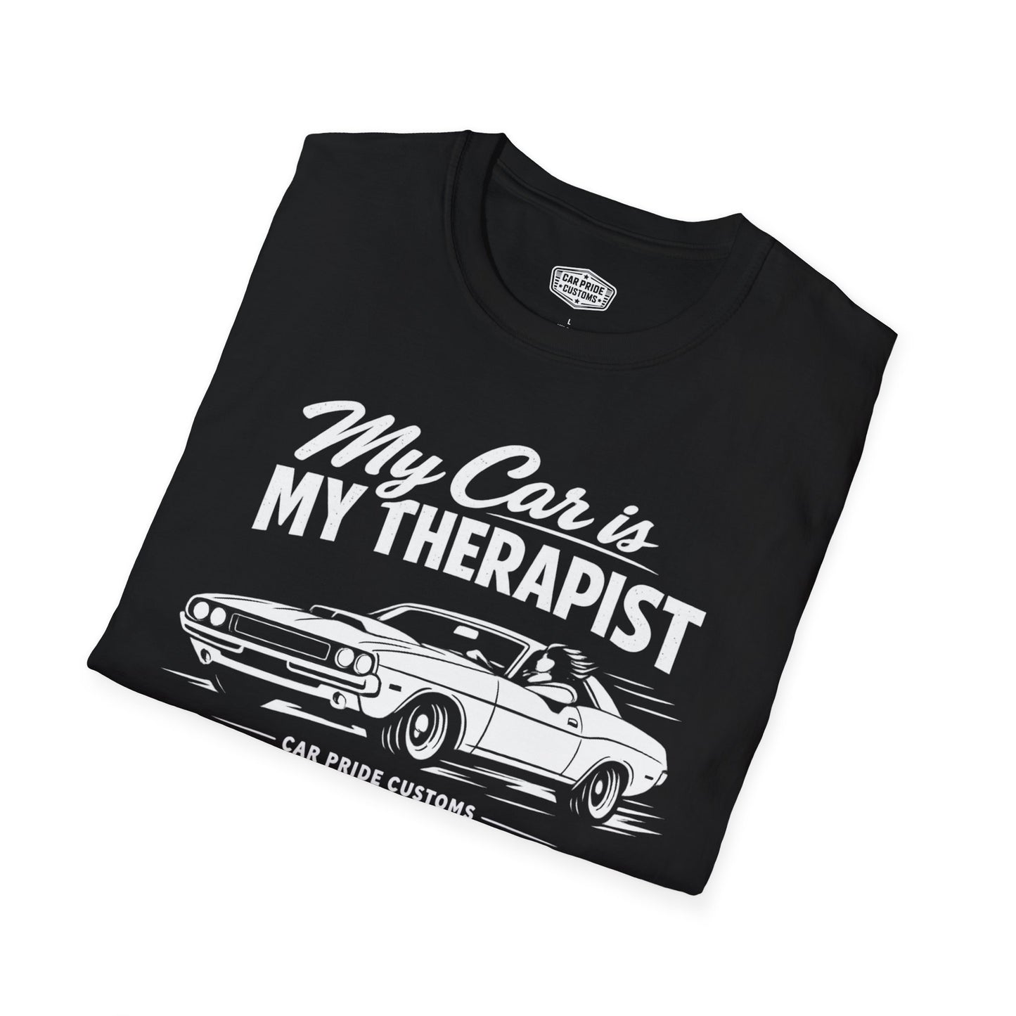 My Car is My Therapist | 1970 Dodge Challenger T-Shirt | Funny Mopar Muscle Car Graphic Tee | Classic Challenger Shirt