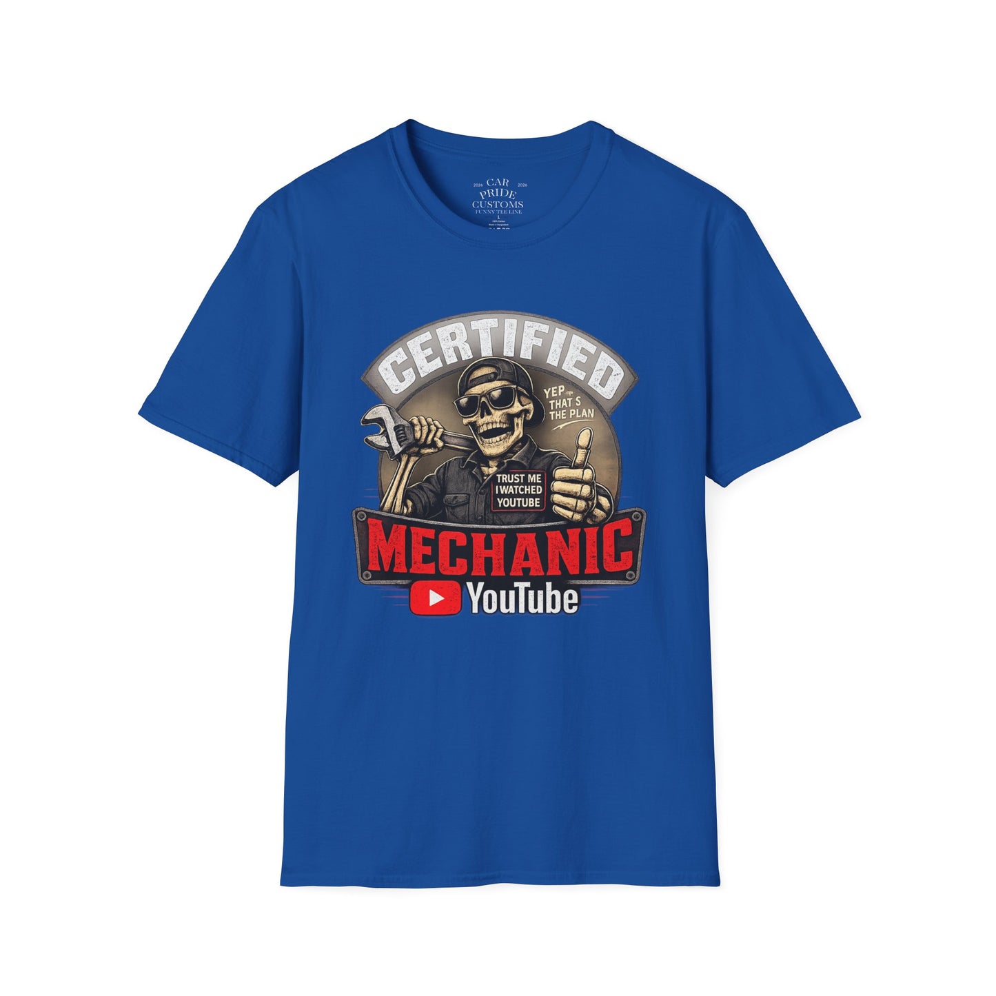 Certified Mechanic Skull T-Shirt | Funny Car Lover T-Shirt | Fathers Day Gift for Dad | Hot Rod | Car Lover Gift