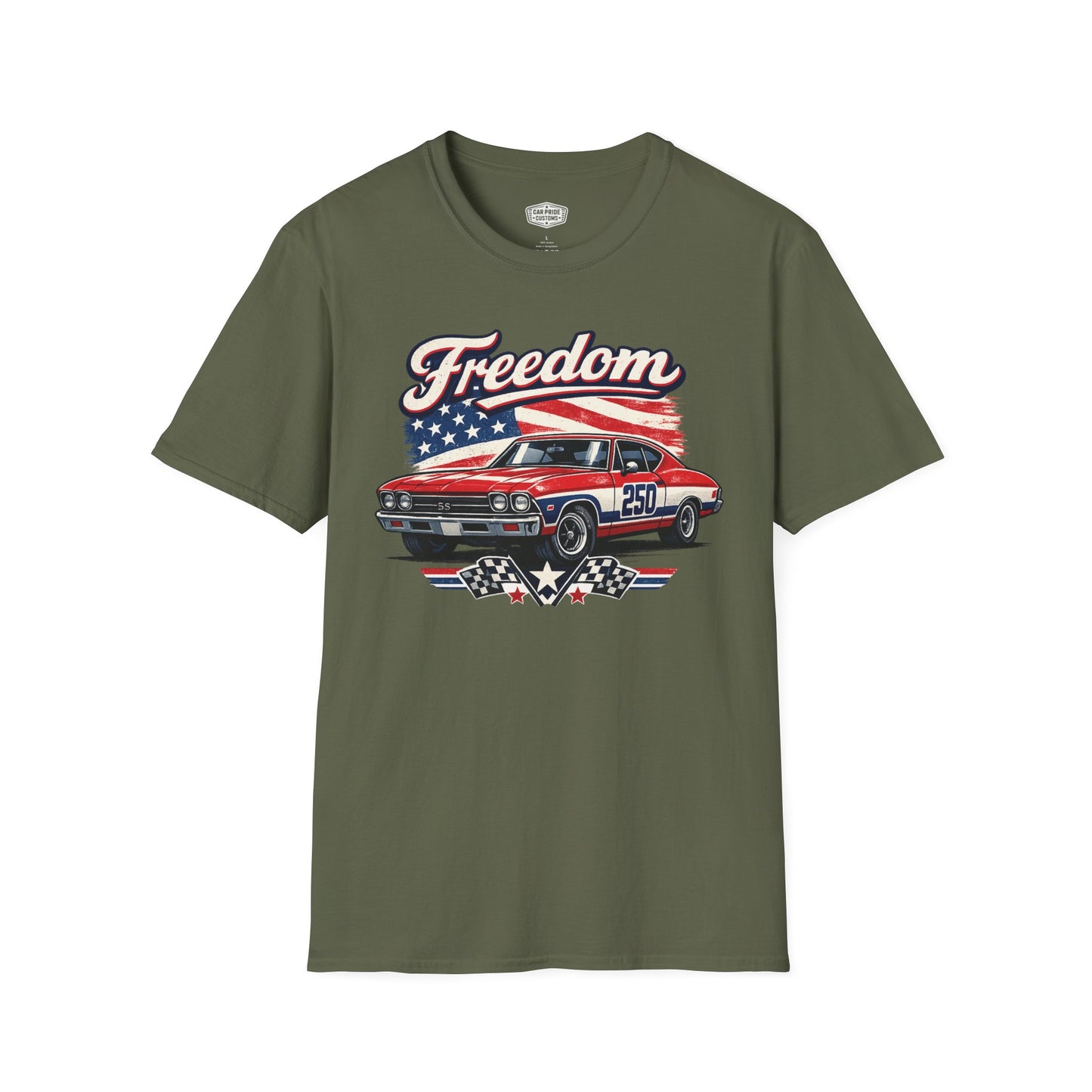 Freedom Chevelle 250 Patriotic American Muscle Car T-Shirt | Fathers Day Gift | Car Enthusiast Tee
