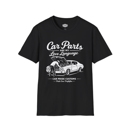 Car Parts Are My Love Language T-Shirt | Funny Chevelle Mechanic Graphic Tee | Chevrolet Muscle Shirt