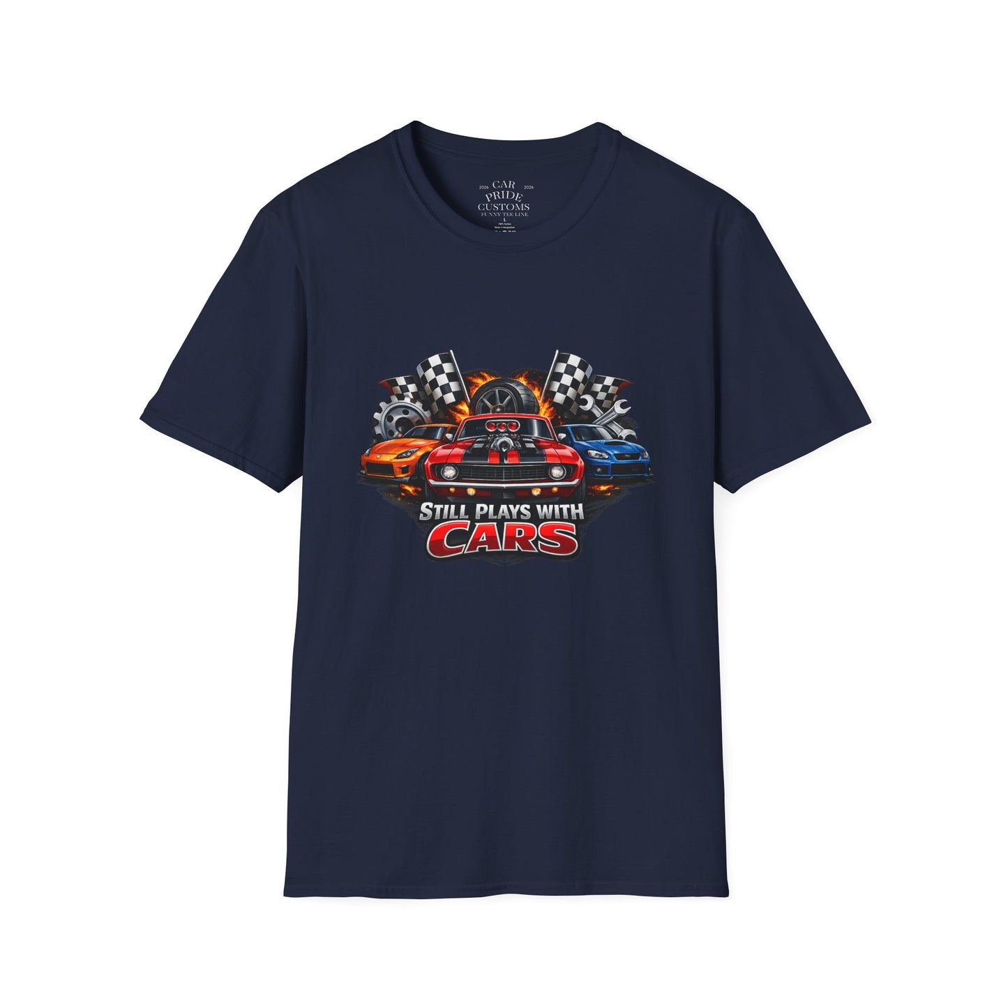 Still Plays with Cars | Funny Muscle Car T-Shirt | Fathers Day Gift for Dad | Hot Rod | Car Lover Gift
