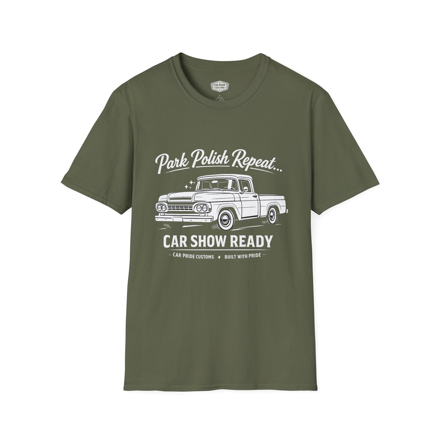 Park Polish Repeat | 1959 Ford F100 T-Shirt | Funny Classic Ford Truck Show Graphic Tee | F100 Shirt