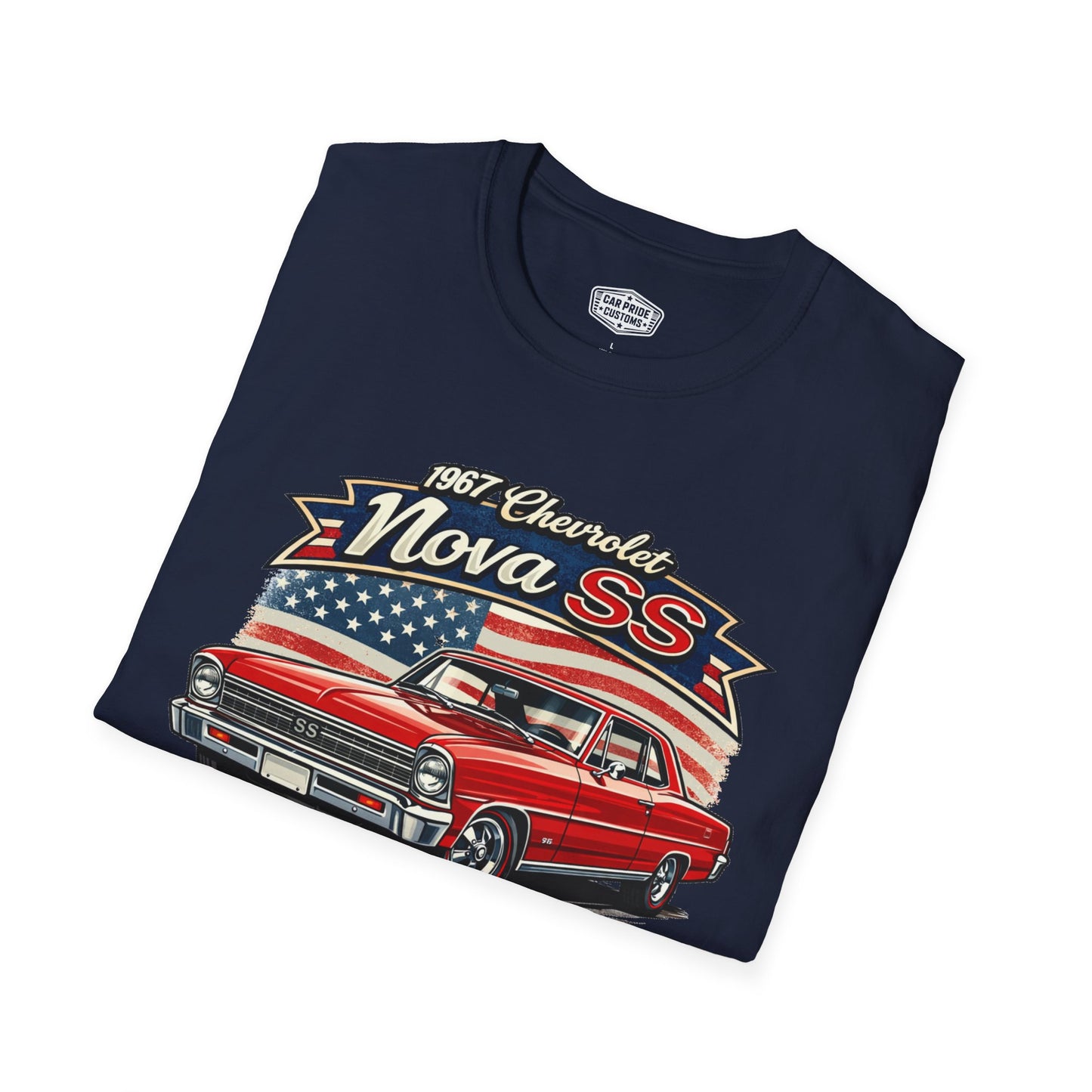 1967 Chevrolet Nova SS T-Shirt Red | Classic Car Gift for Dad | Flag Pride | Vintage | Classic | Premium Soft