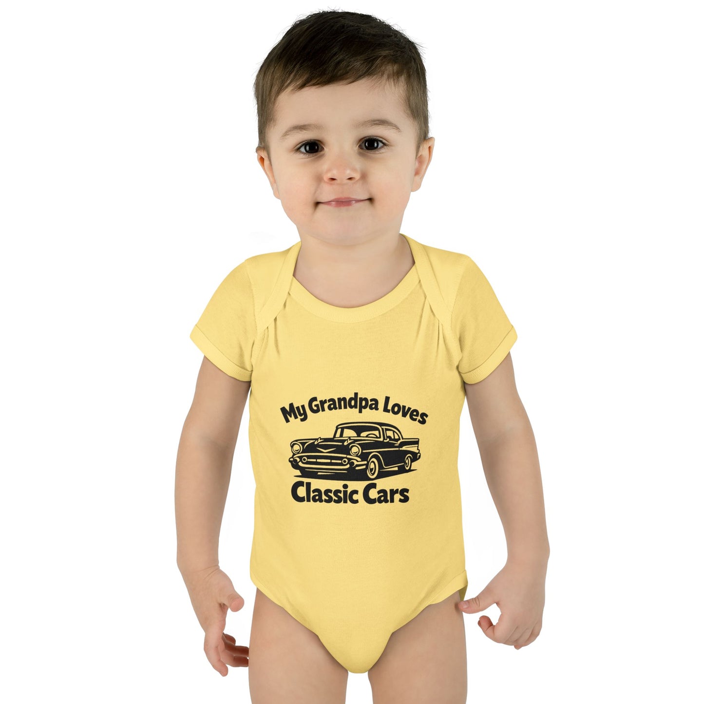 Funny Car Baby Onesie | Classic Car | Grandpa Car Lover Gift | 1957 Chevrolet Bel Air | Grandpa Likes Cars